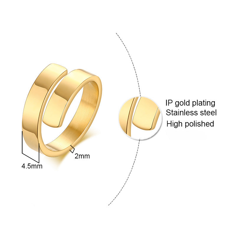 Wholesale Geometric Smooth and Simple Personalized Titanium Steel Rings