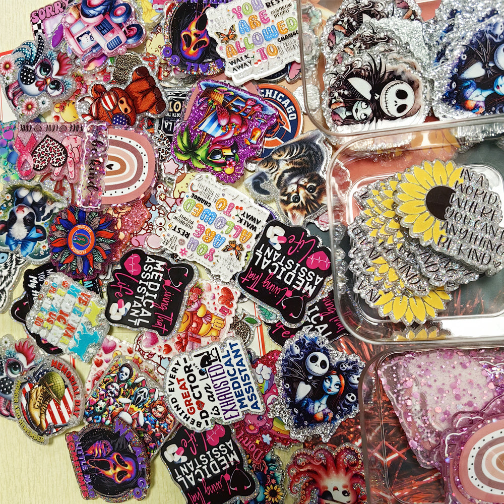 Wholesale Random Mix 50pcs Cartoon DIY Acrylic FlatBack