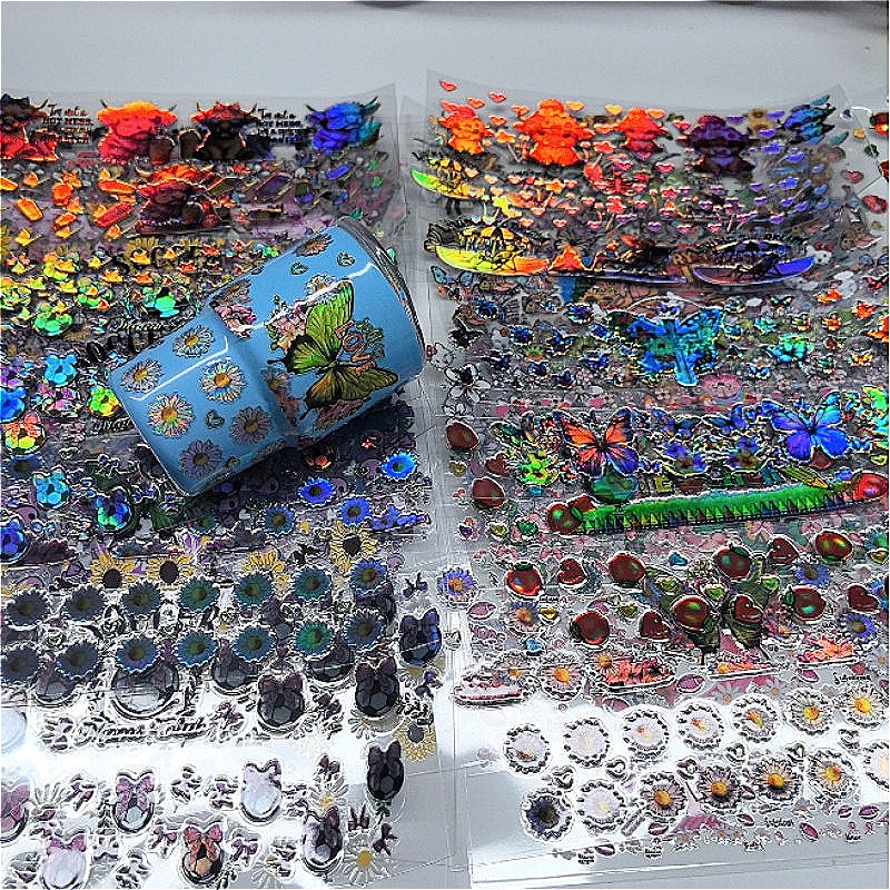 Wholesale 3oz Holographic Mini Stainless Steel Cup UV DTF Stickers Random 20pcs/50pcs Wraps for DIY Craftlaser wraps