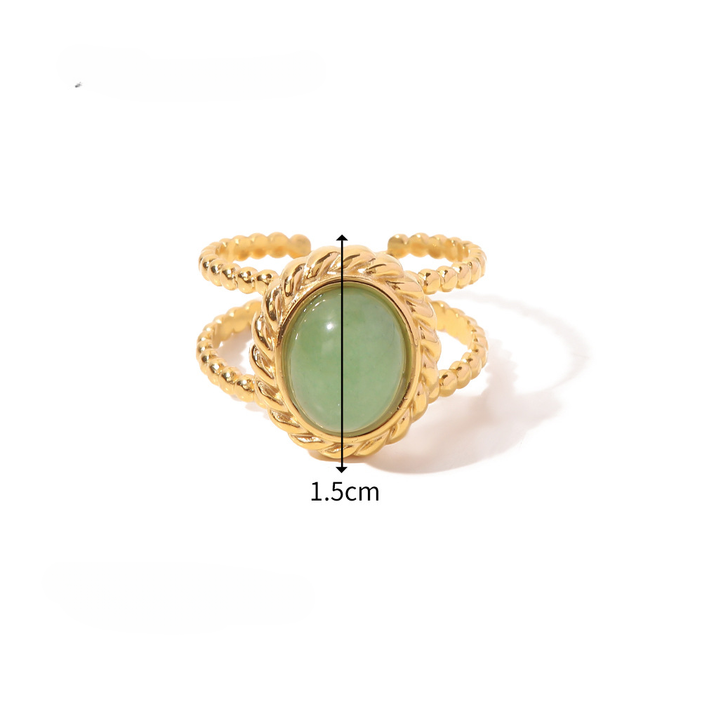 Wholesale Stainless Steel Gold-plated Irregular Gemstone Open Ring