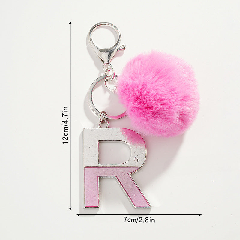 Wholesale Pink Ball Letter Metal Keychain
