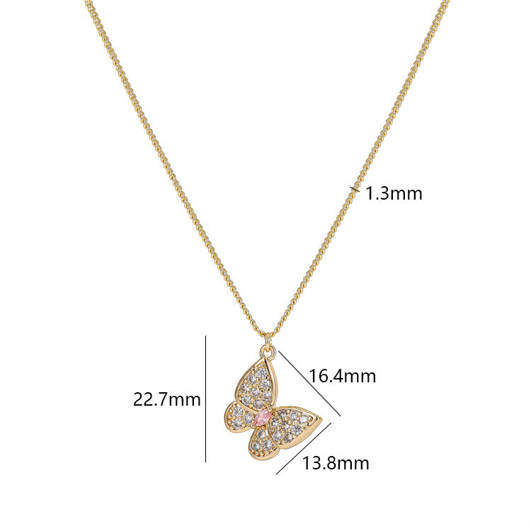 Wholesale Micropaved Zirconia Butterfly Necklace Collarbone Chain