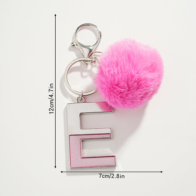 Wholesale Pink Ball Letter Metal Keychain