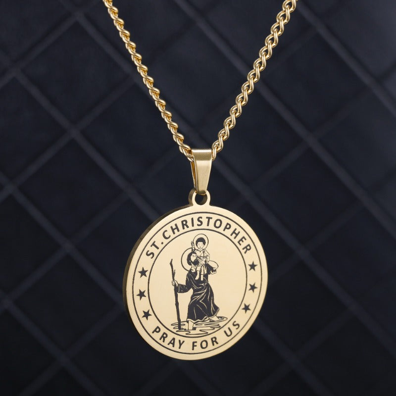 Wholesale St. Christopher Stainless Steel Travel Amulet High-end Niche Necklaces
