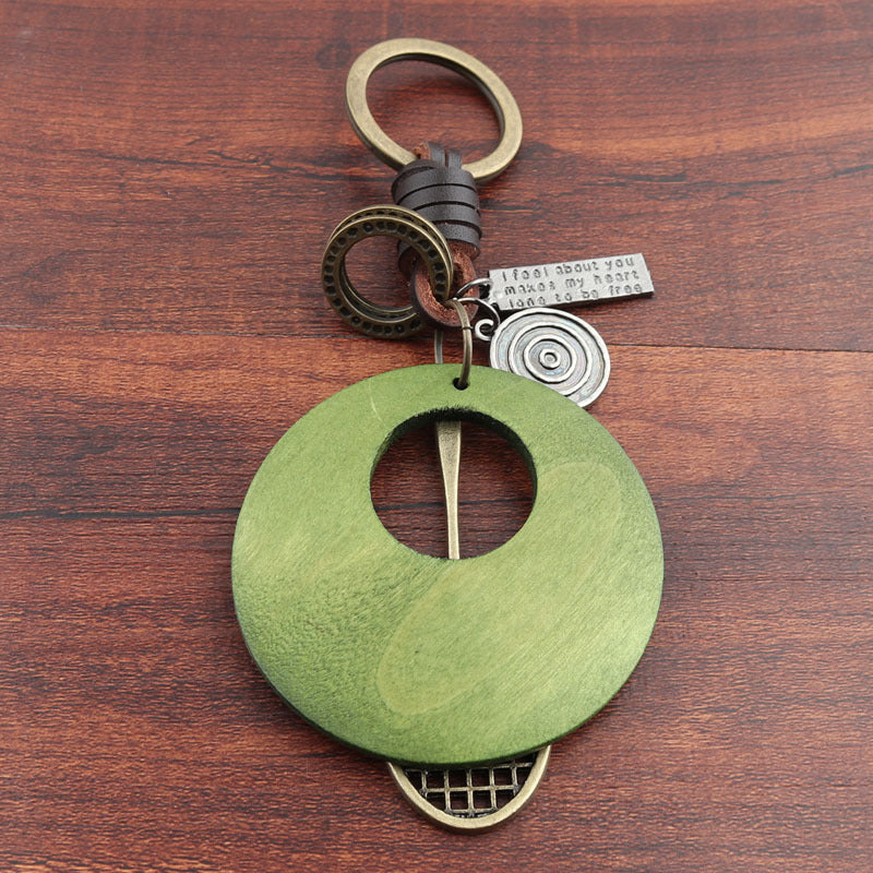 Wholesale Zinc Alloy Badminton Wooden Keychains