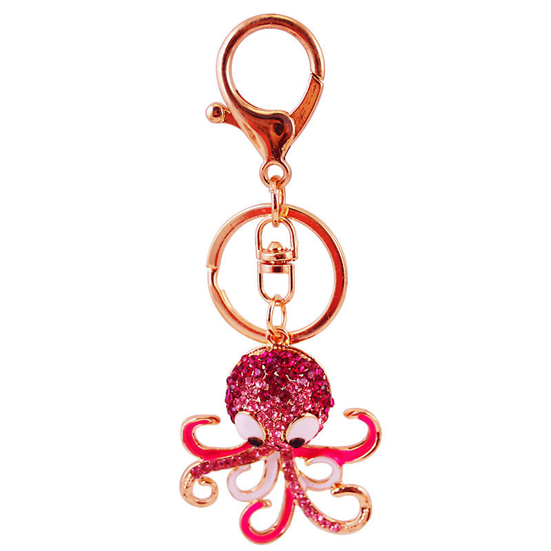 Wholesale Alloy Rhinestone Small Octopus Keychain
