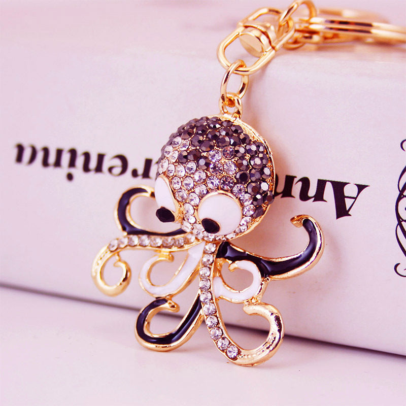 Wholesale Alloy Rhinestone Small Octopus Keychain