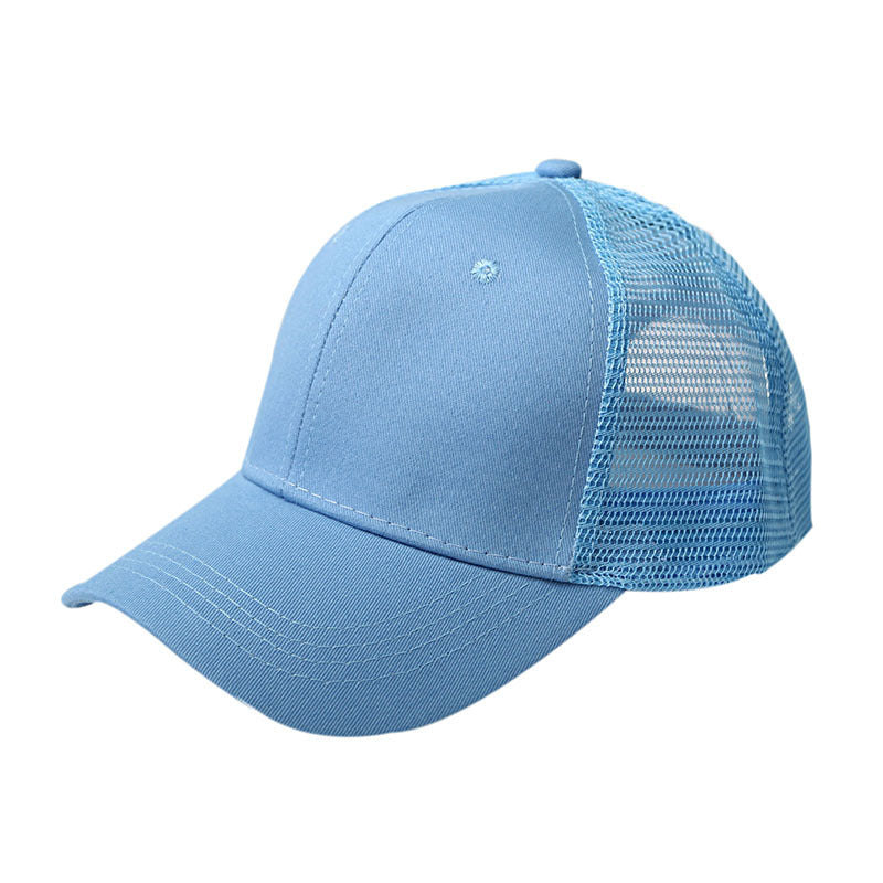 Wholesale Mesh Cotton Back Opening Solid Color Ponytail Baseball Cap