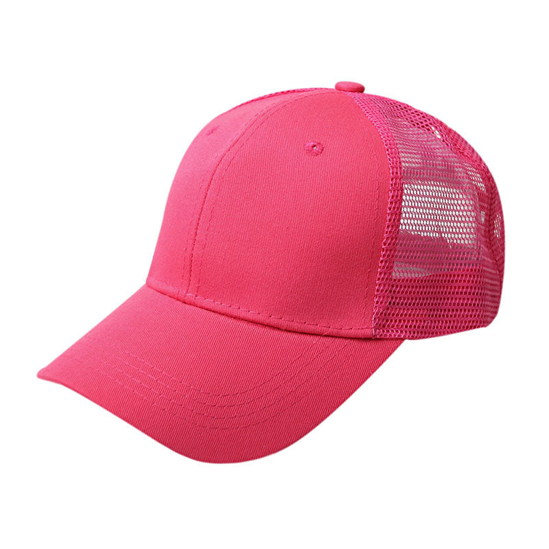 Wholesale Mesh Cotton Back Opening Solid Color Ponytail Baseball Cap