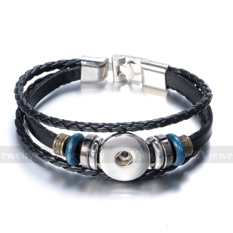 Wholesale 4-piece buckle leather bracelet diy crystal bracelet pendant
