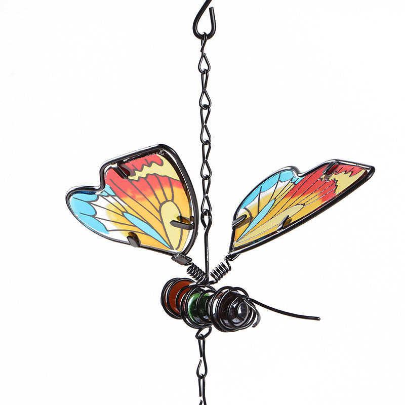 Wholesale Wind Chime 3D Butterfly Iron Metal Glass Ornament