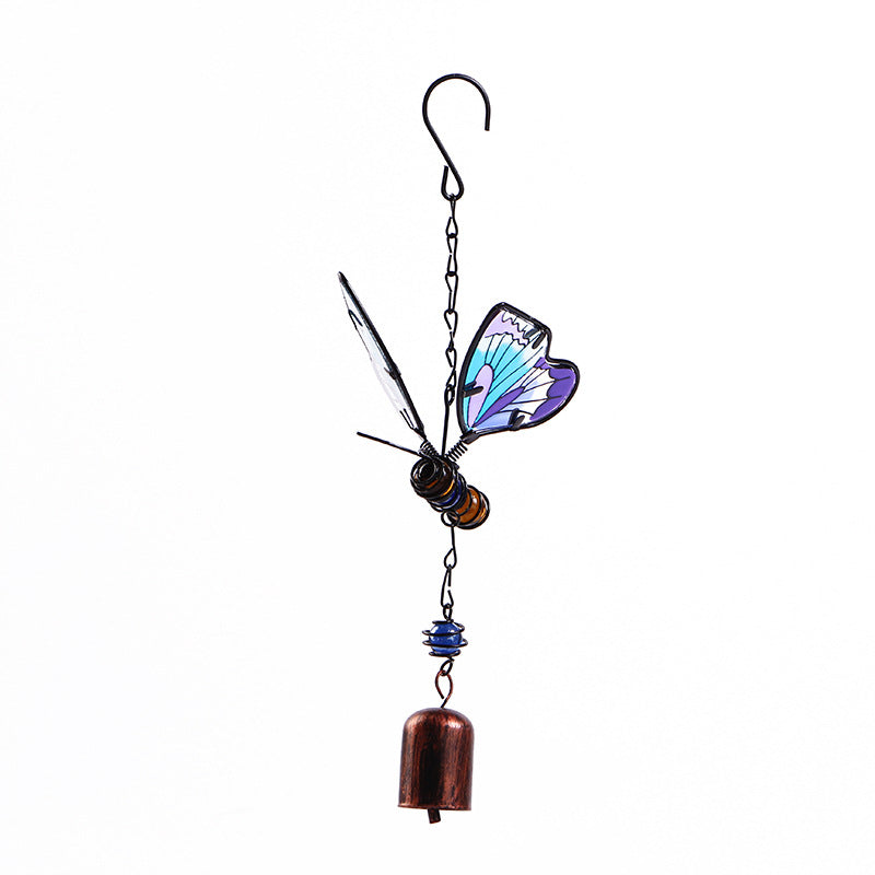 Wholesale Wind Chime 3D Butterfly Iron Metal Glass Ornament