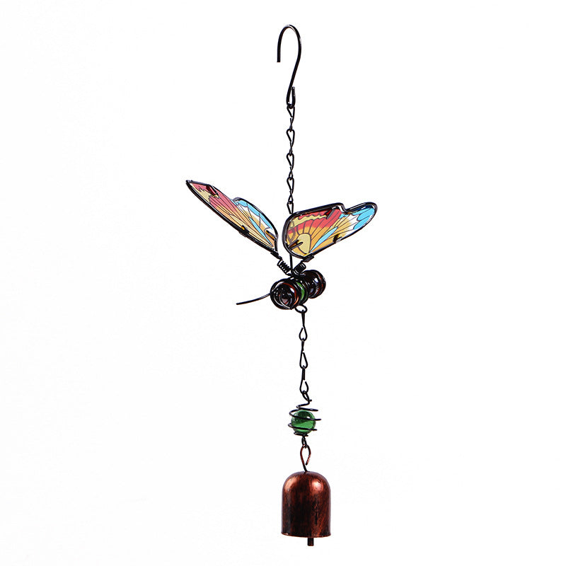 Wholesale Wind Chime 3D Butterfly Iron Metal Glass Ornament