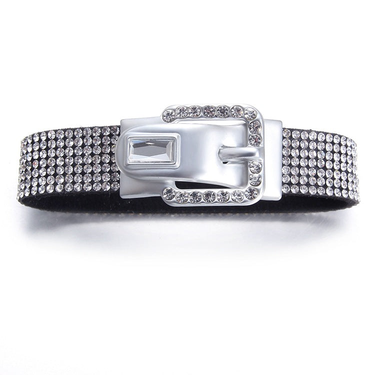 Wholesale 4-piece buckle leather bracelet diy crystal bracelet pendant