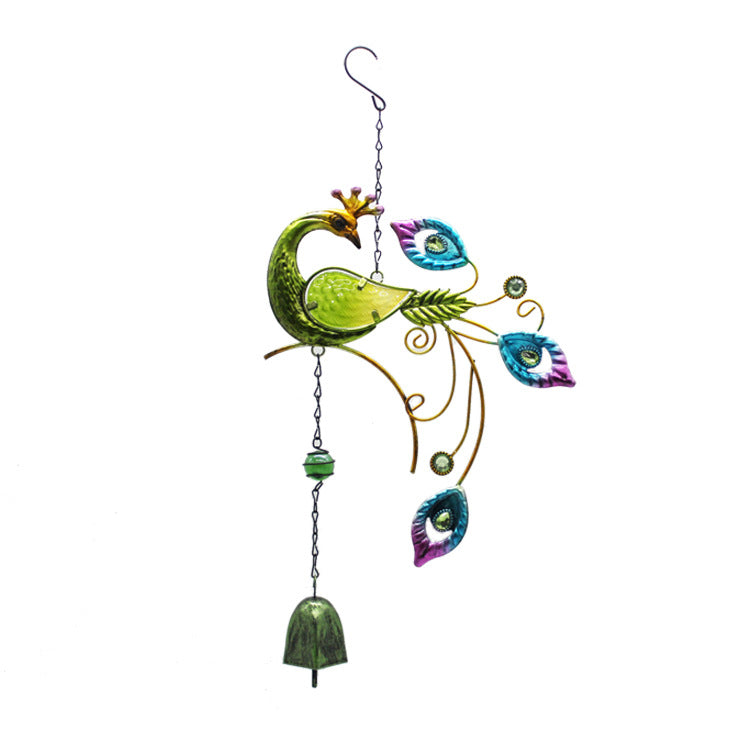 Wholesale Peacock wind chime creative metal glass painted pendant