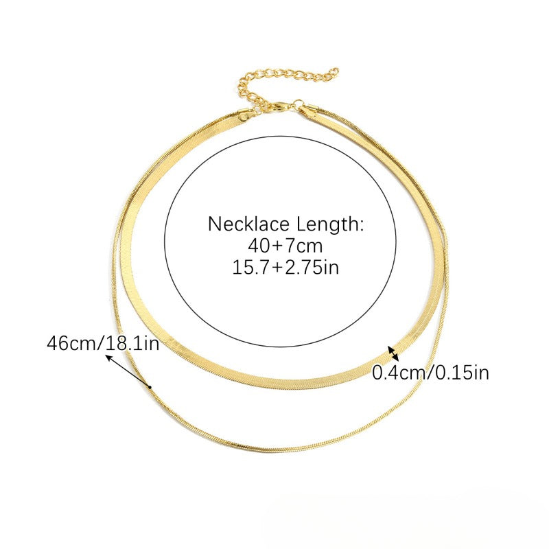 Wholesale Simple Flat Snake Chain Snake Bone Versatile Multi Layered Metal Necklaces