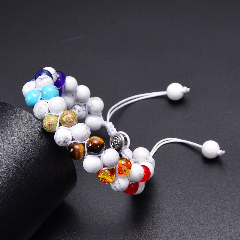 Wholesale Natural Turquoise Double Layer Woven Bracelets