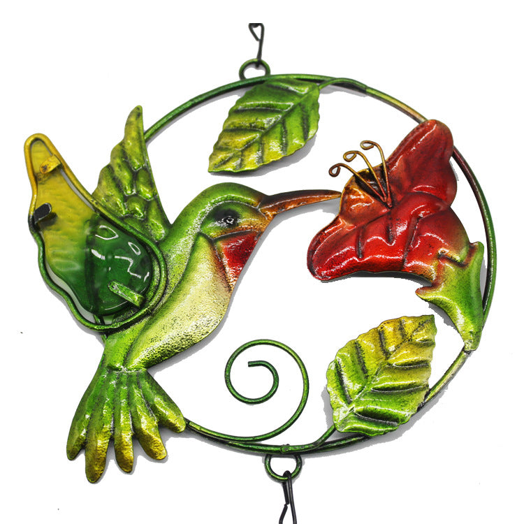 Wholesale Hummingbird Glass Painted Craft Wind Chime Tube Pendant