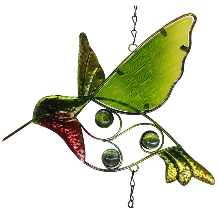 Wholesale Hummingbird Metal Wind Chime Handmade Glass Painted Bell Ornament