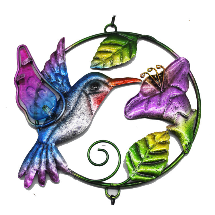 Wholesale Hummingbird Glass Painted Craft Wind Chime Tube Pendant