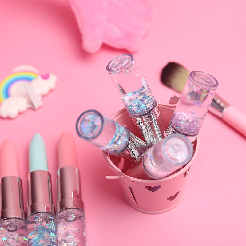 Wholesale Plastic Quicksand Powder Lipstick Shape Ballpoint Pen