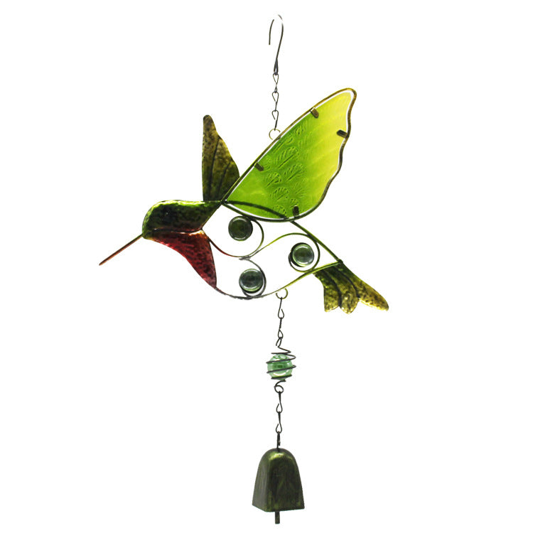 Wholesale Hummingbird Metal Wind Chime Handmade Glass Painted Bell Ornament