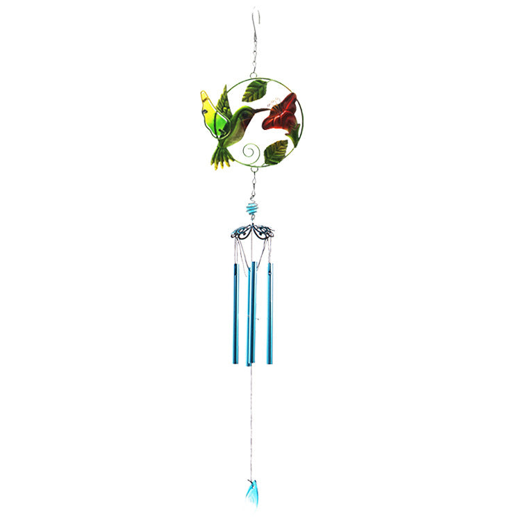 Wholesale Hummingbird Glass Painted Craft Wind Chime Tube Pendant