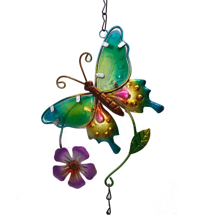 Wholesale Butterfly glass painted metal wind chime ornament