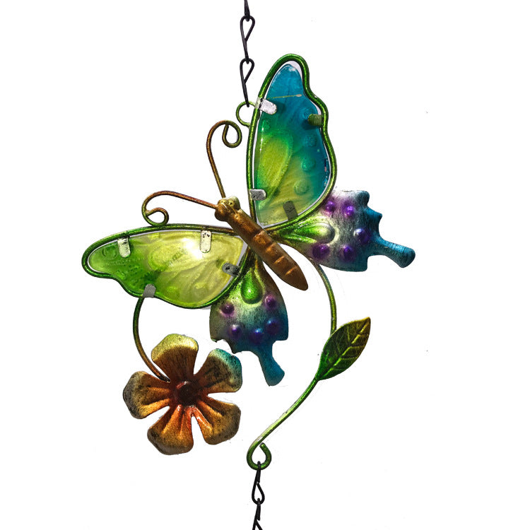 Wholesale Butterfly glass painted metal wind chime ornament