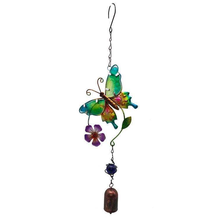 Wholesale Butterfly glass painted metal wind chime ornament