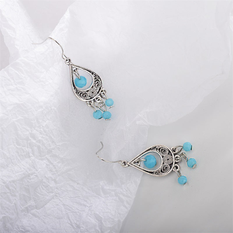 Wholesale Hollow Out Droplet Turquoise Alloy Earrings