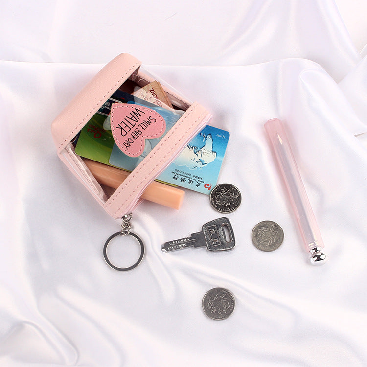 Wholesale PU Transparent Love Coin Purse Keychain