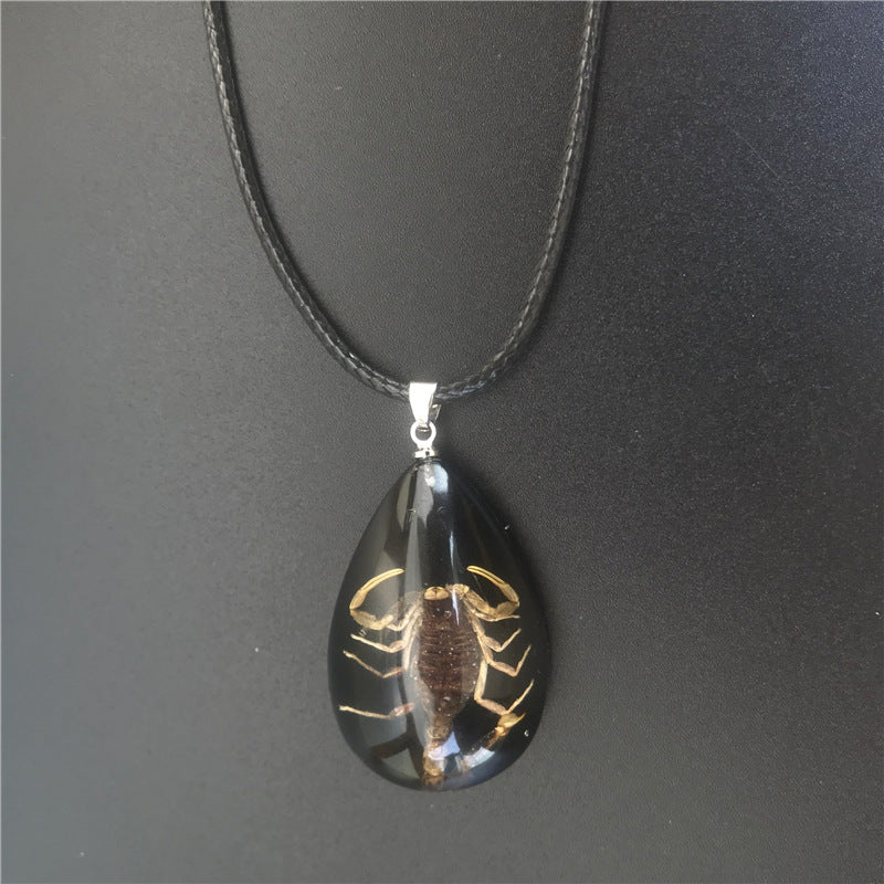 Wholesale 6pcs Scorpion Amber Real Insect Luminous Pendant Specimen Necklace