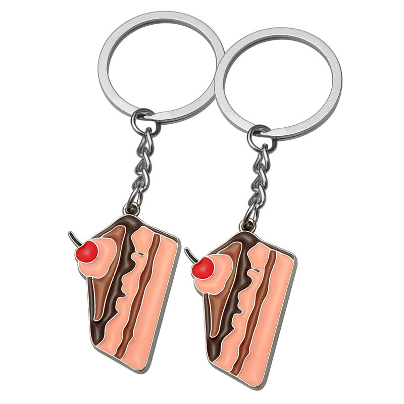 Wholesale Coffee Dessert Chocolate Cake Alloy Keychain