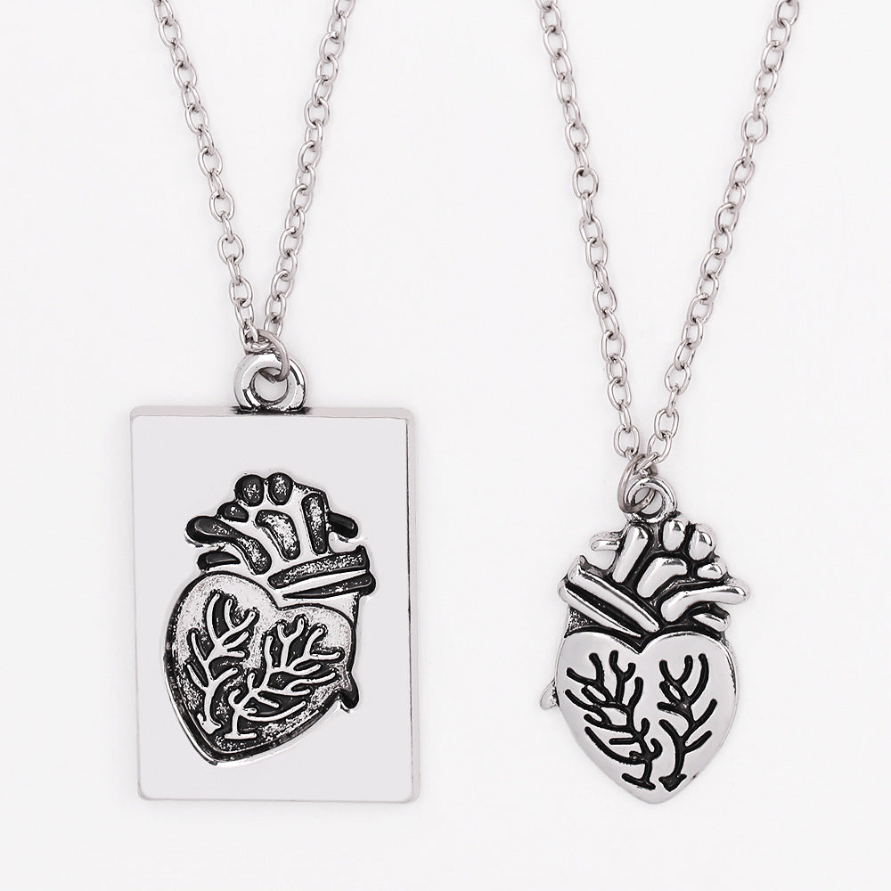 Wholesale Heart Pair Necklace Gold Silver Couple Alloy Necklace