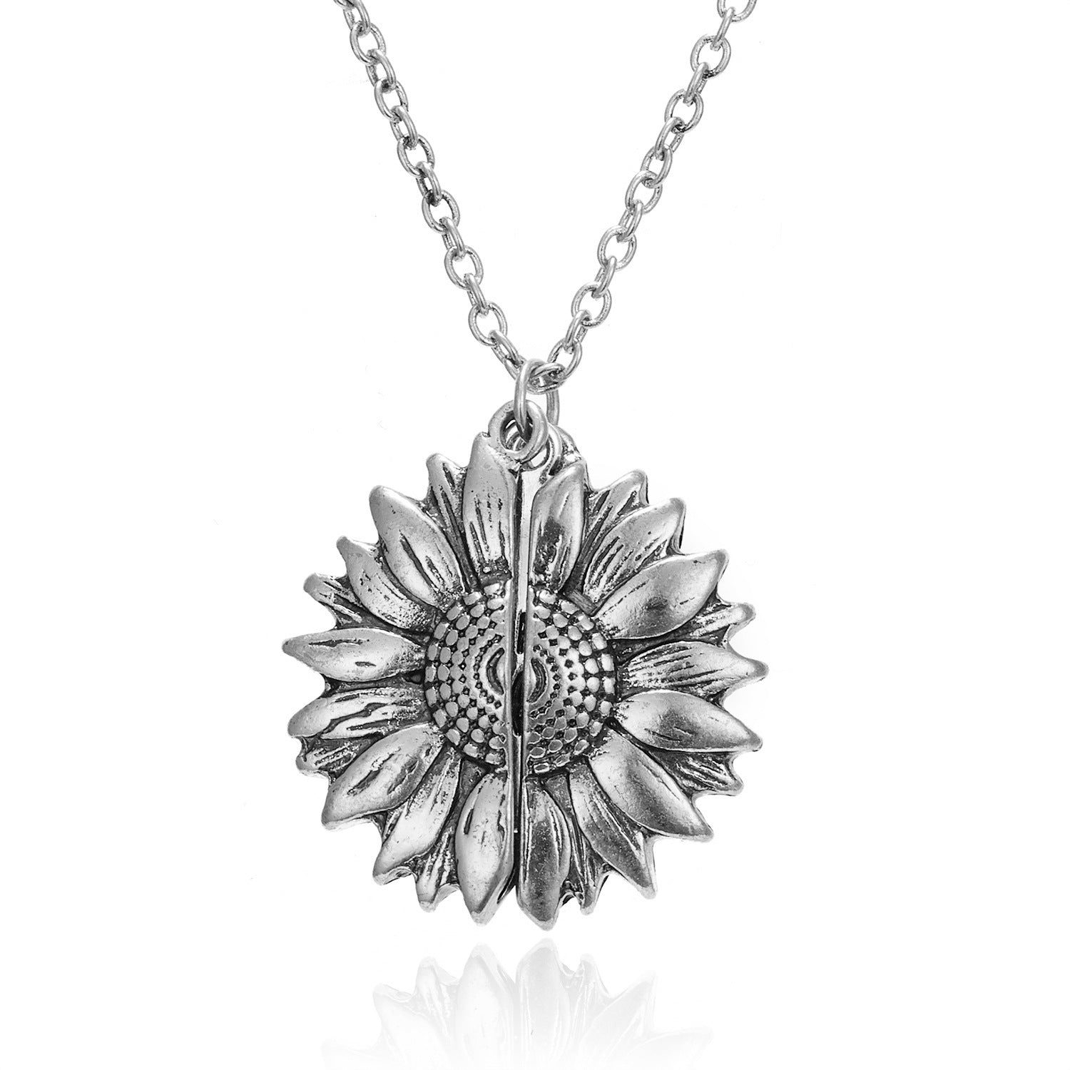 Wholesale You Are My Sunshine Sunflower Openable Engraving Pendant Necklace
