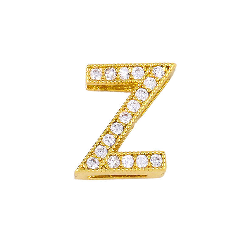 Wholesale 26 English Alphabets Gold-plated Necklaces with Diamonds