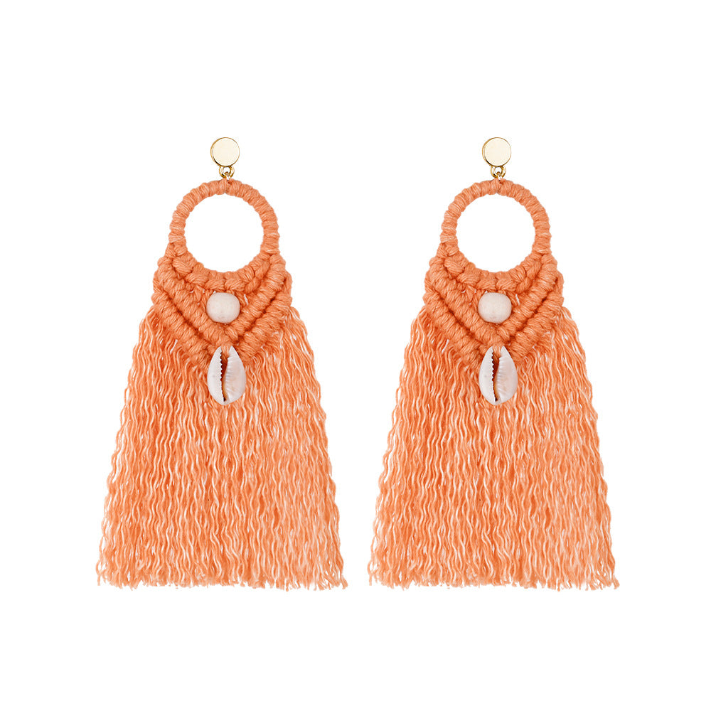 Wholesale Vintage Ethnic Style Shell Wooden Beads Earrings
