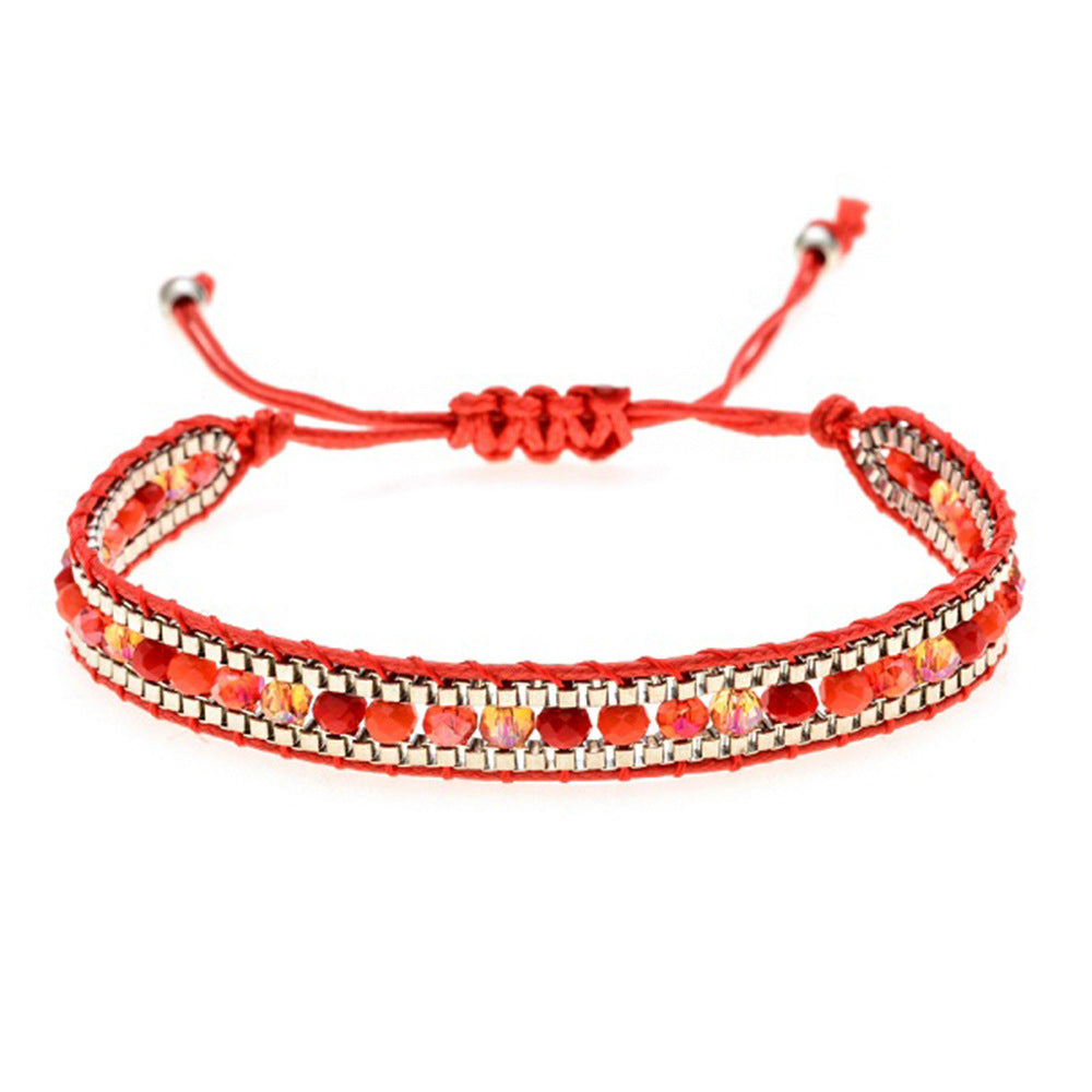 Wholesale Mixed Color Crystal Beads Multi-layer Retro Ethnic Style Bracelet