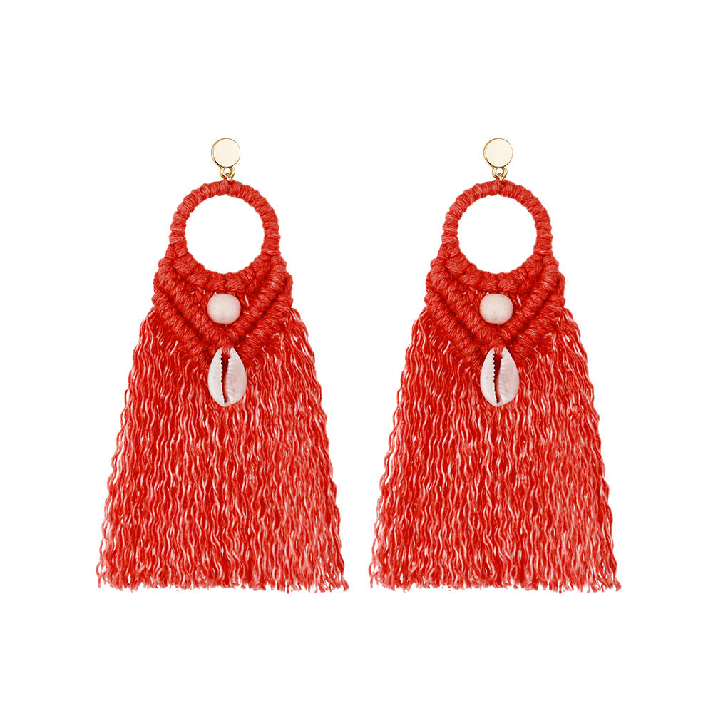 Wholesale Vintage Ethnic Style Shell Wooden Beads Earrings