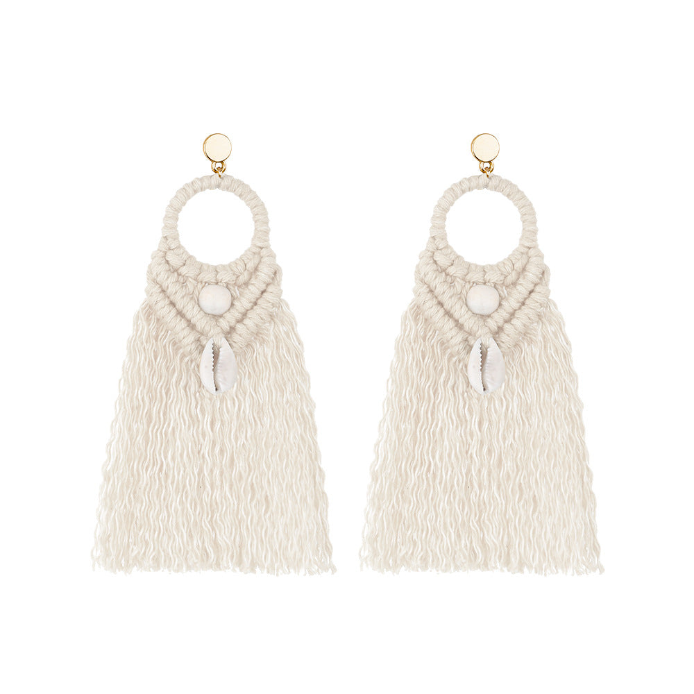 Wholesale Vintage Ethnic Style Shell Wooden Beads Earrings