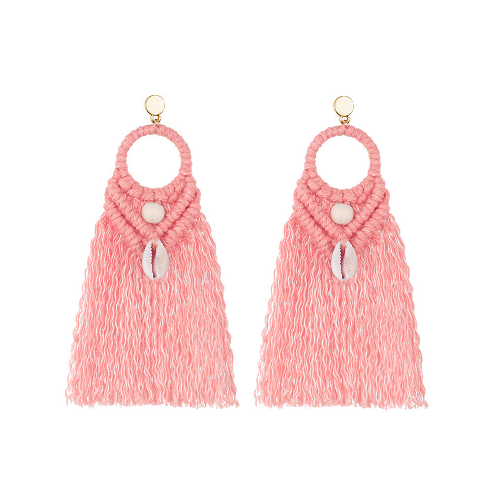 Wholesale Vintage Ethnic Style Shell Wooden Beads Earrings