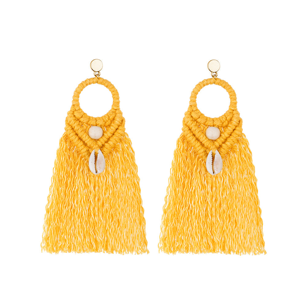 Wholesale Vintage Ethnic Style Shell Wooden Beads Earrings