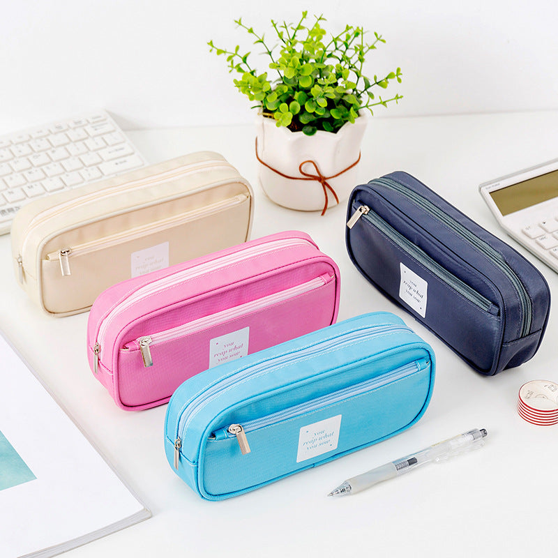 Wholesale Imitation Nylon Double Layer Large Capacity Waterproof Pencil Case