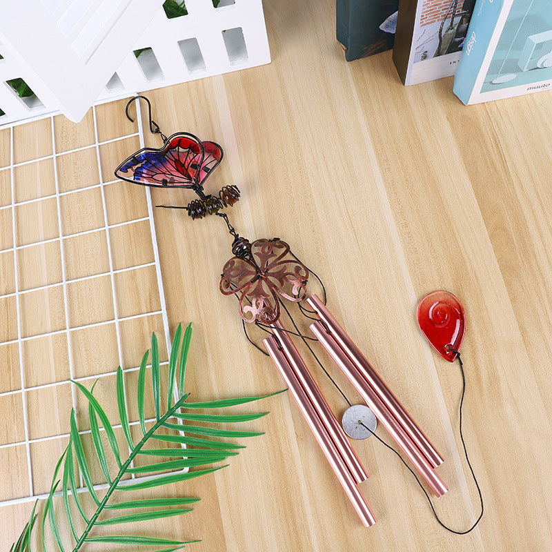 Wholesale Wind Chime 3D Butterfly Iron Metal Glass Ornament