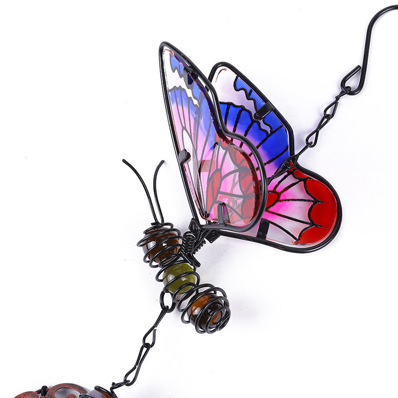 Wholesale Wind Chime 3D Butterfly Iron Metal Glass Ornament