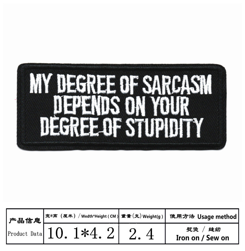 Wholesale Badge Embroidered with Black and White English Letters Rectangular Patch