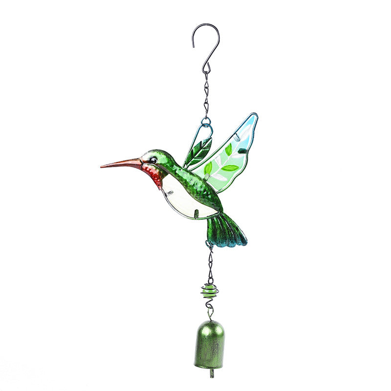 Wholesale Hummingbird Metal Glass Painted Wind Chime Ornament