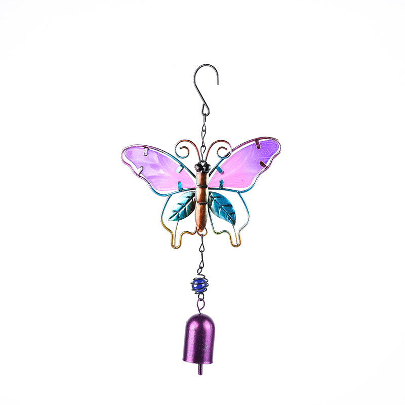 Wholesale Butterfly wind chime metal glass painted aluminum tube ornaments