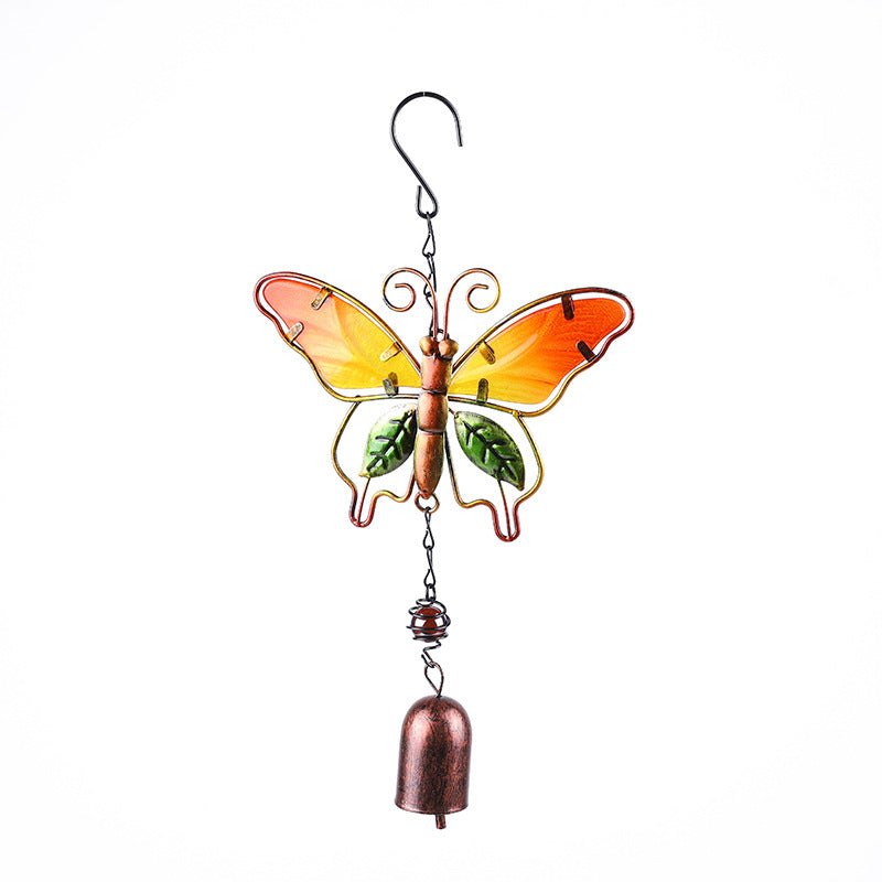 Wholesale Butterfly wind chime metal glass painted aluminum tube ornaments